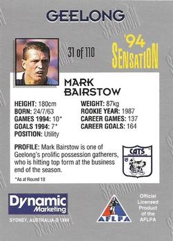 1994 AFL Sensation #31 Mark Bairstow Back